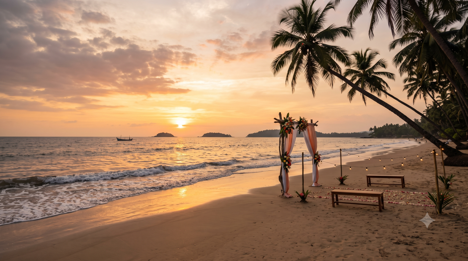 Goa beach at sunset a tropical wedding destination in India