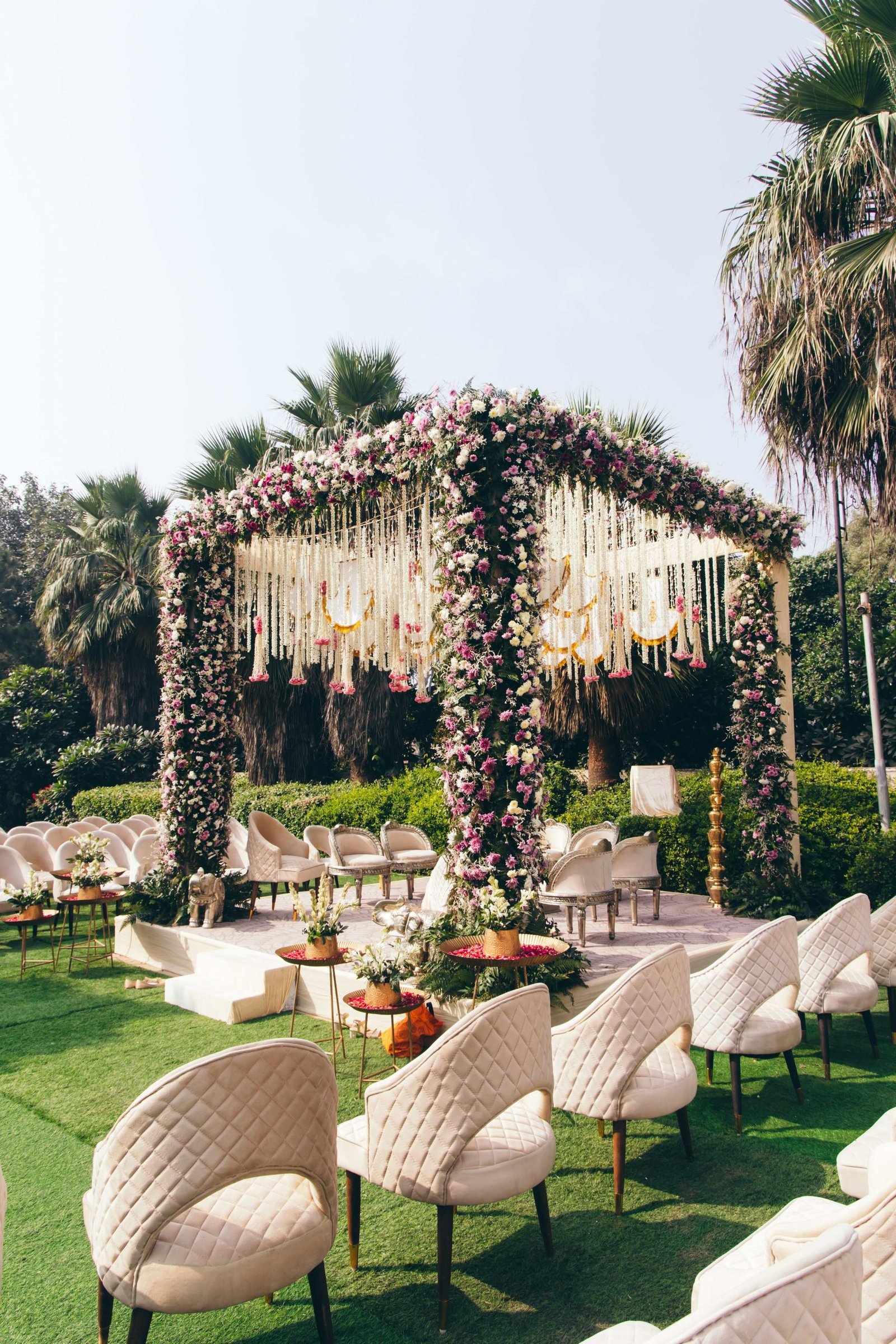 Traditional Indian wedding mandap ceremony on an auspicious date